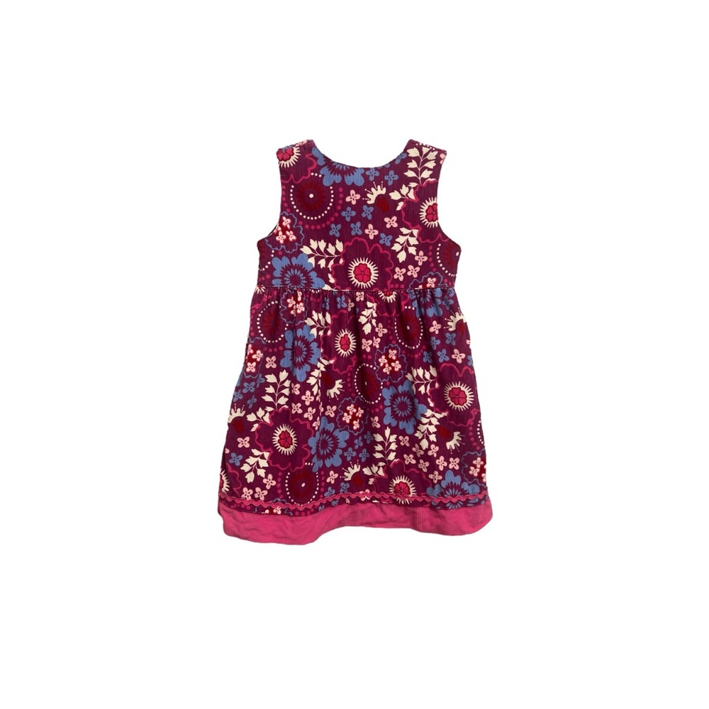 Maroon Floral Printed Corduroy Hanna Andersson Sleeveless Dress